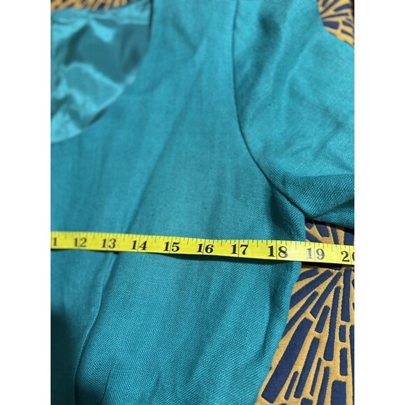 Vintage Bonnie Marx Womens Dress 8 Green Blue 80s Short Sleeve - Picture 7 of 8